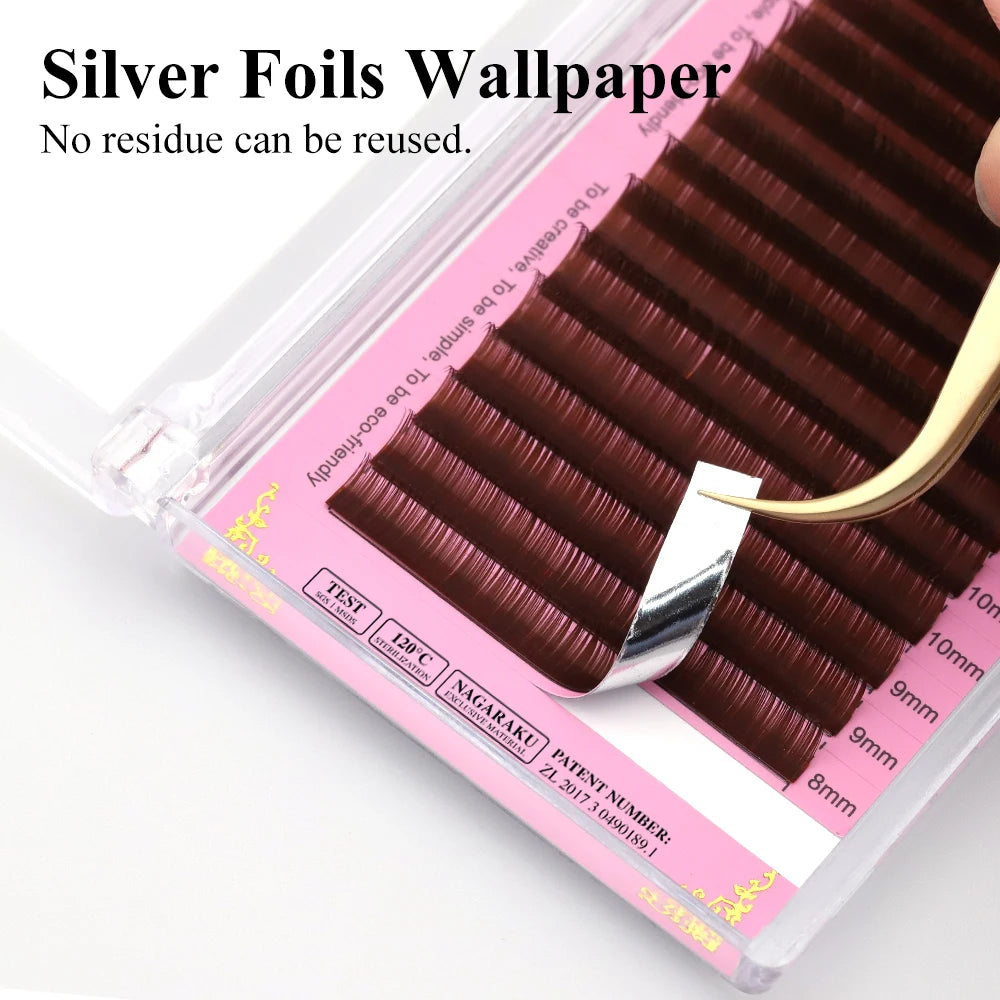 NAGARAKU Brown Eyelash Extension Makeup Individual Eyelashes High Quality Soft Natural Synthetic Mink 16 Lines