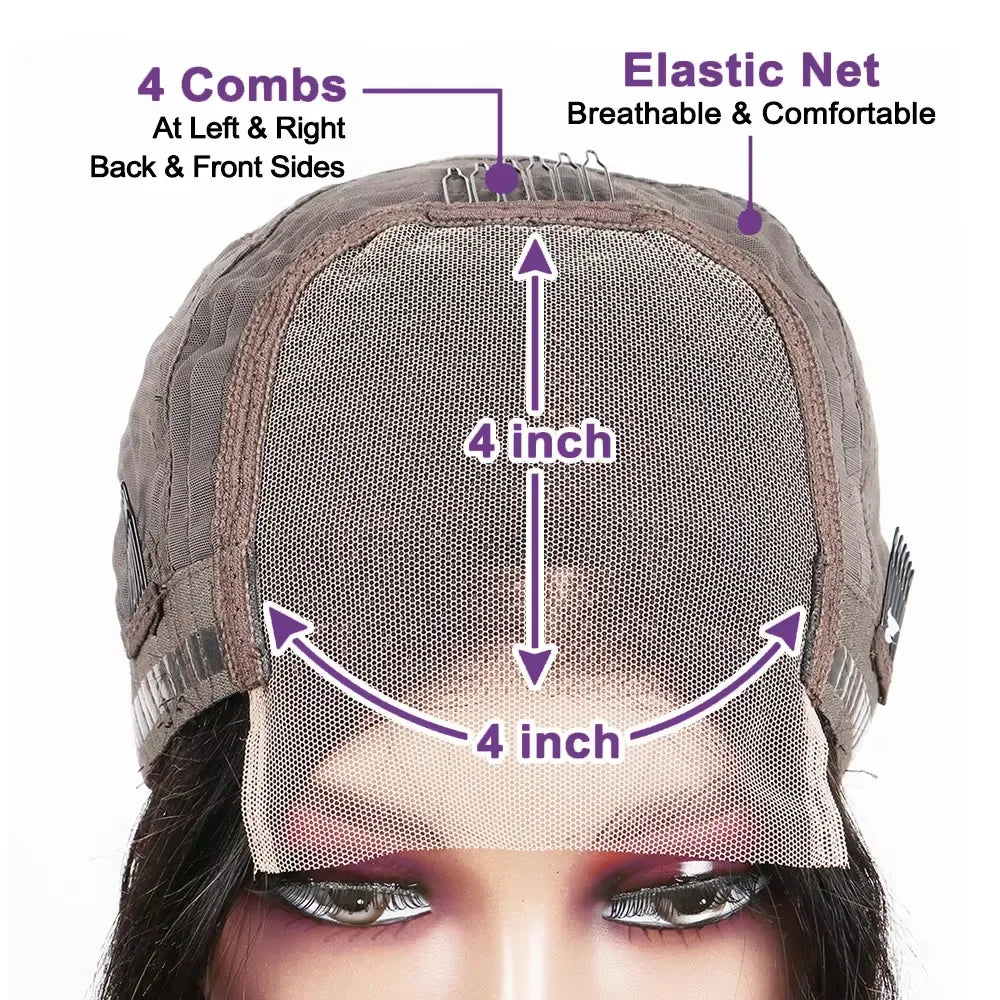 Straight Short Bob Wigs 13x4 Human Hair Lace Frontal Wigs 200% Remy Pre Plucked Transparent Lace 4x4 Short Bob Wigs For Women