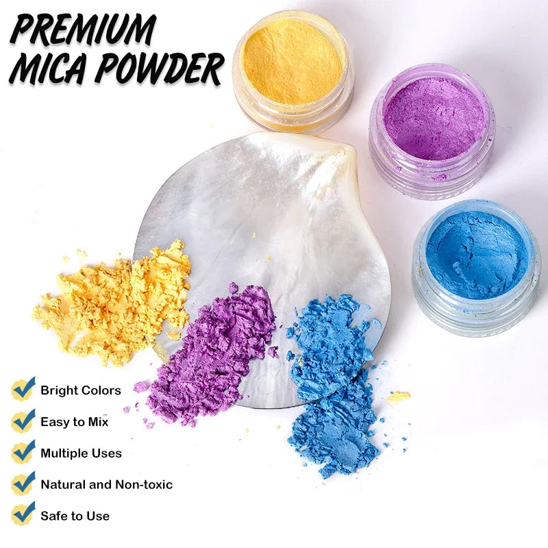 Poudre mica nacrée 6 couleurs/set, pigment pour résine, colorant pour moules en résine époxy pour bijoux DIY