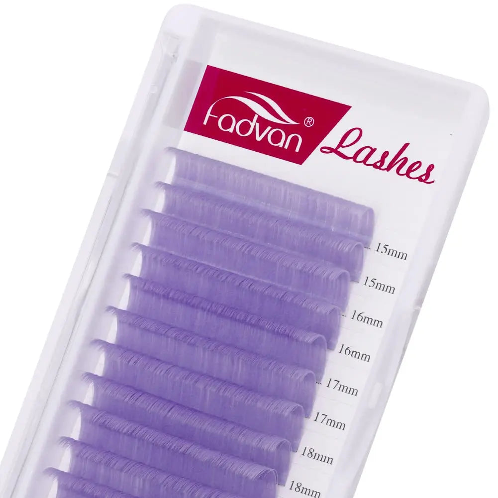 Fadvan Colorful Easy Fanning Eyelash Extensions Red Green Blue Brown Purple Colorful Auto Blooming Makeup Lashes 15-20mm Long