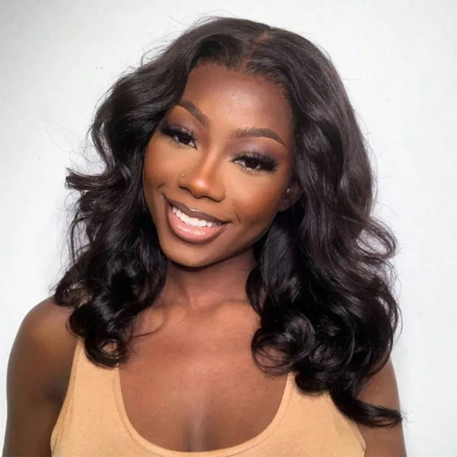 16 Inch 13x4 Body Wave Lace Front Human Hair Bob Wig Pre Plucked Wear and Go Short Wave Human Hair Wig for Women