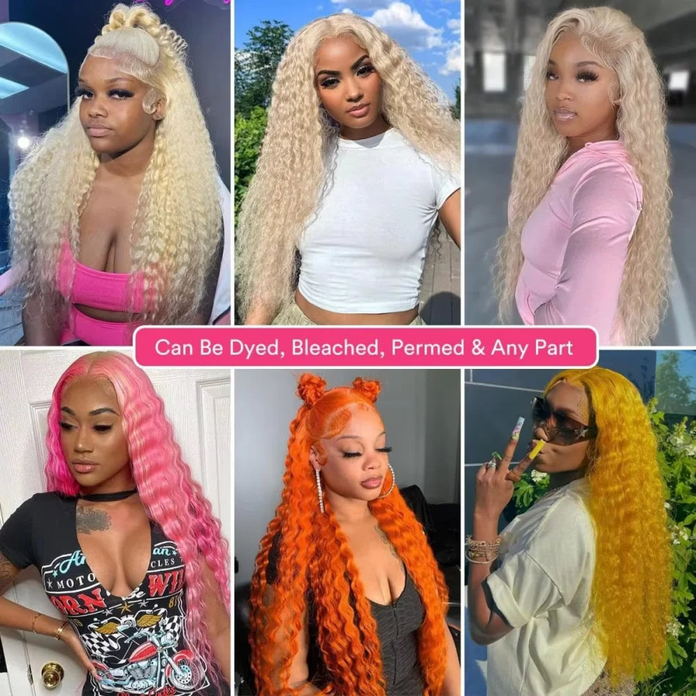 613 Honey Blonde 13x6 HD Lace Frontal Wig Human Hair Curly 30 inch Deep Wave Brazilian Colored 13x4 Lace Front Wigs For Women