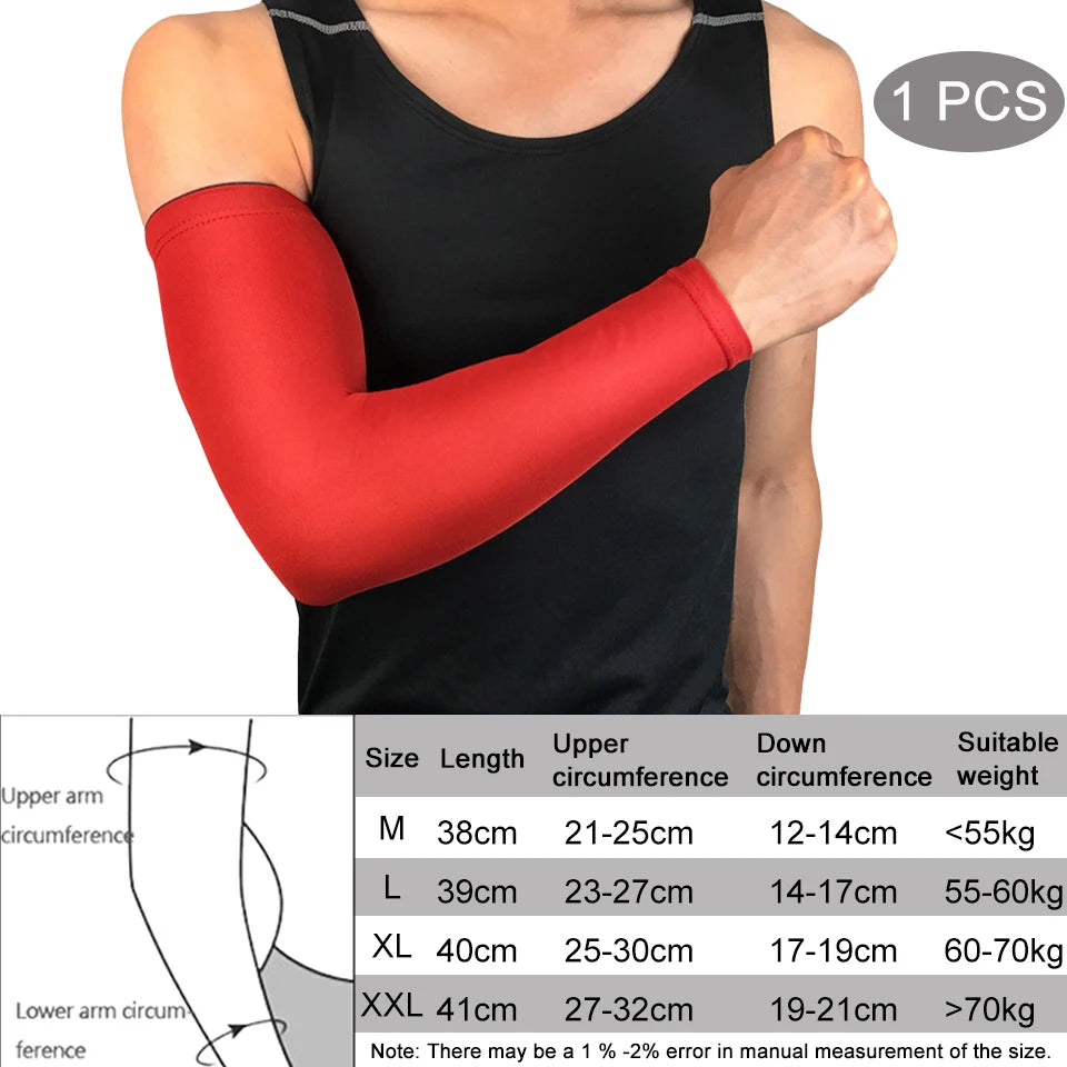 1Pcs Breathable Quick Dry UV Protection Running Arm Sleeves Basketball Elbow Pad Fitness Armguards Sports Cycling Arm Warmers