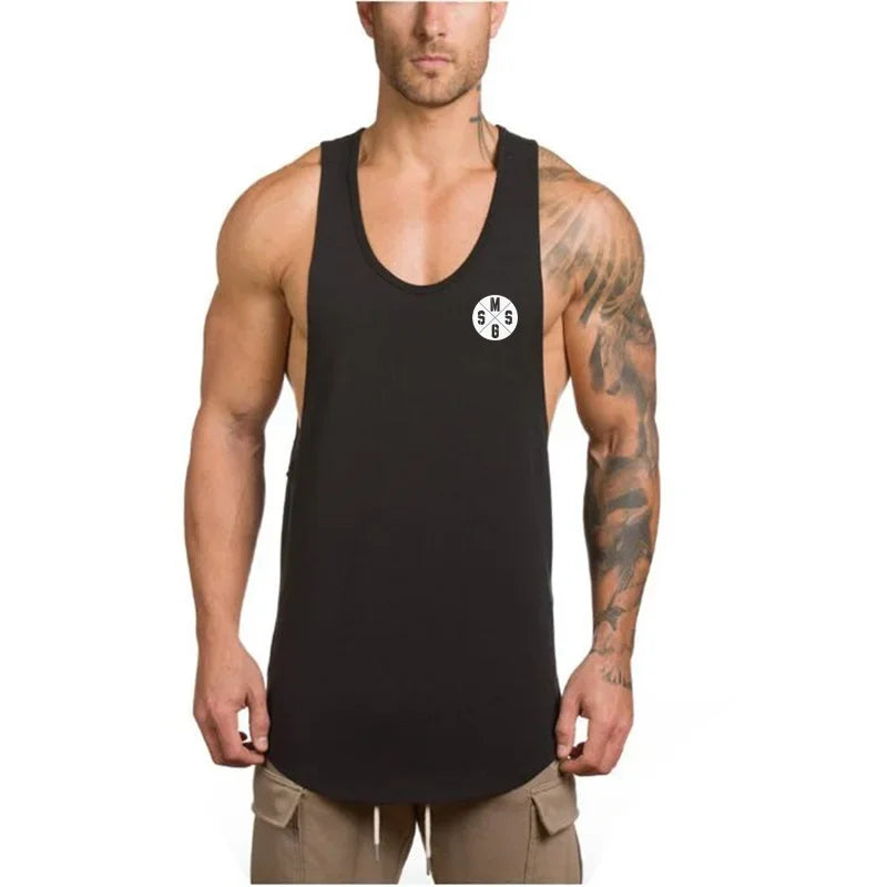 Brand gym clothing cotton singlets bodybuilding stringer tank top men fitness shirt muscle guys sleeveless vest Tanktop