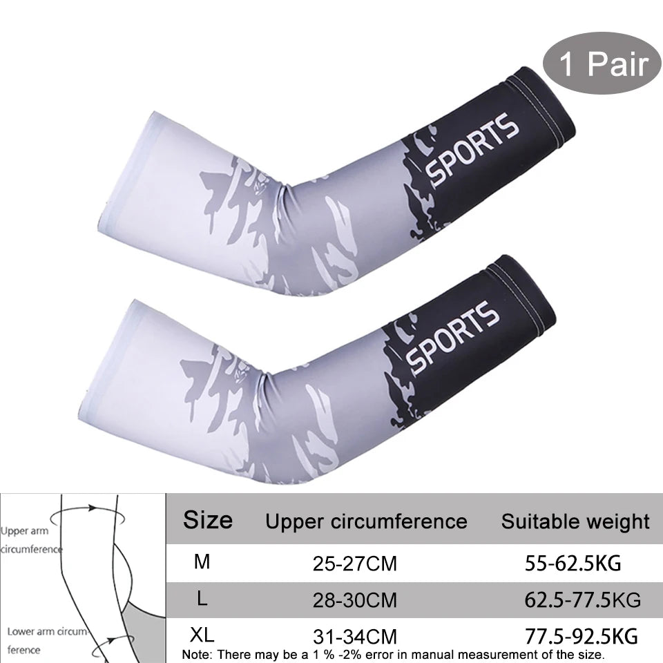 1Pcs Breathable Quick Dry UV Protection Running Arm Sleeves Basketball Elbow Pad Fitness Armguards Sports Cycling Arm Warmers