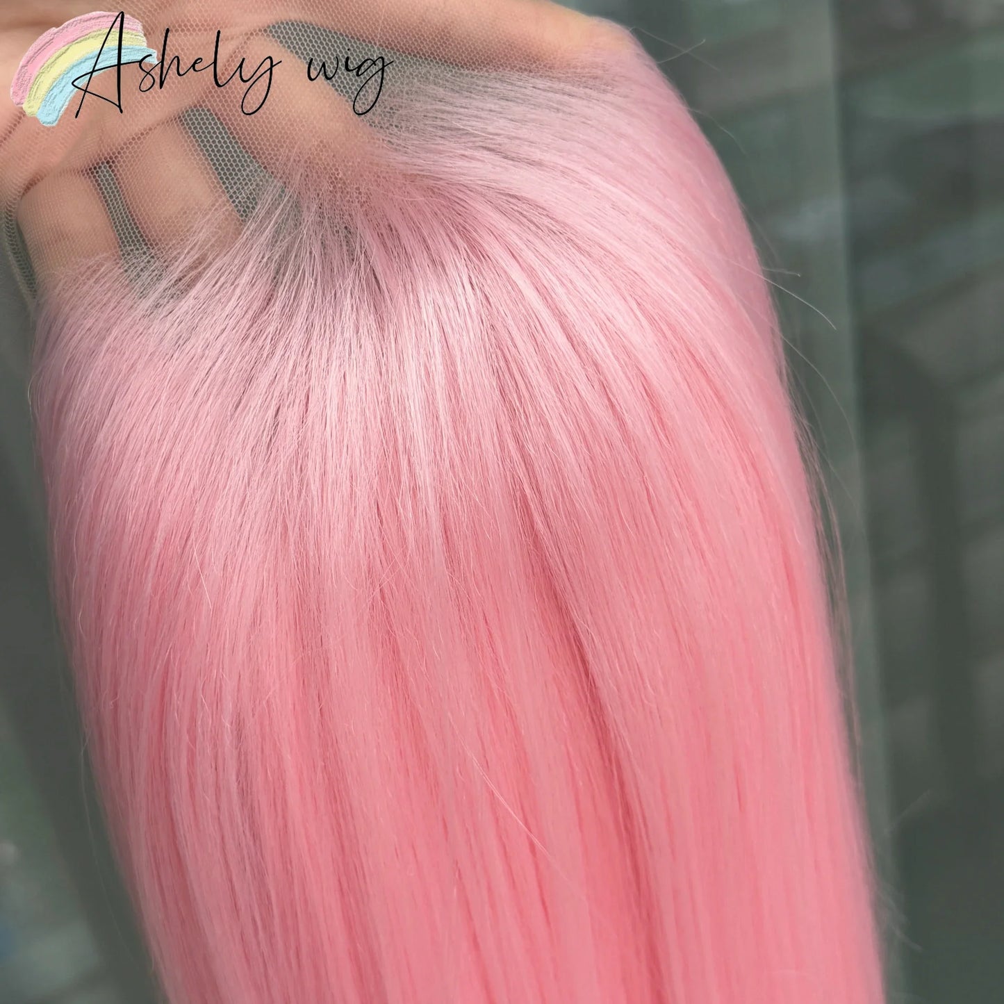 Perruque rose clair pour femmes 13x4 Lace Front, perruque synthétique longue droite de 26 pouces, fibre douce et résistante à la chaleur, perruque cosplay