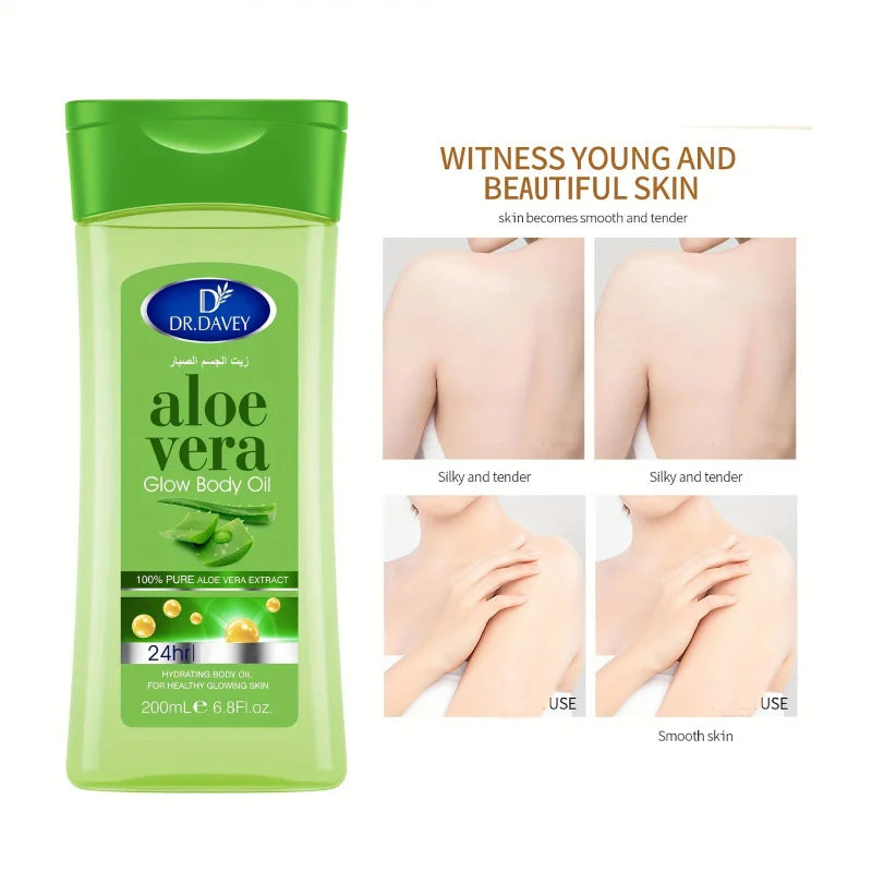 DR.DAVEY ALOE VERA BODY OIL SPA Body Massage Essential Oil with Aloe Vera Shine Body Oil，Nourishing Oil，Suitable for all skin ty