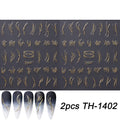 2 pcs Autocollants d’Art d’Ongles Ligne Française Dorée Rayures Irrégulières Décalques d’Ongles Auto-adhésifs Charms Slider Accessoires de Manucure