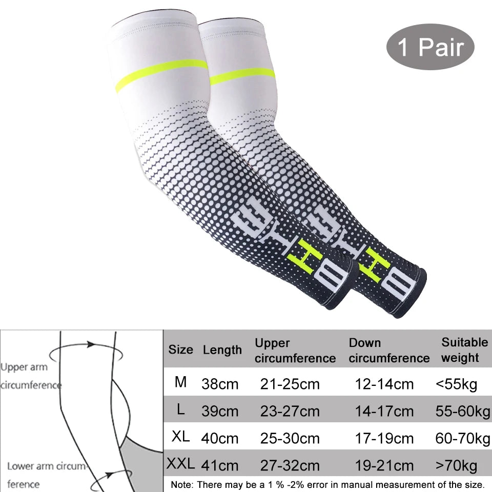1Pcs Breathable Quick Dry UV Protection Running Arm Sleeves Basketball Elbow Pad Fitness Armguards Sports Cycling Arm Warmers