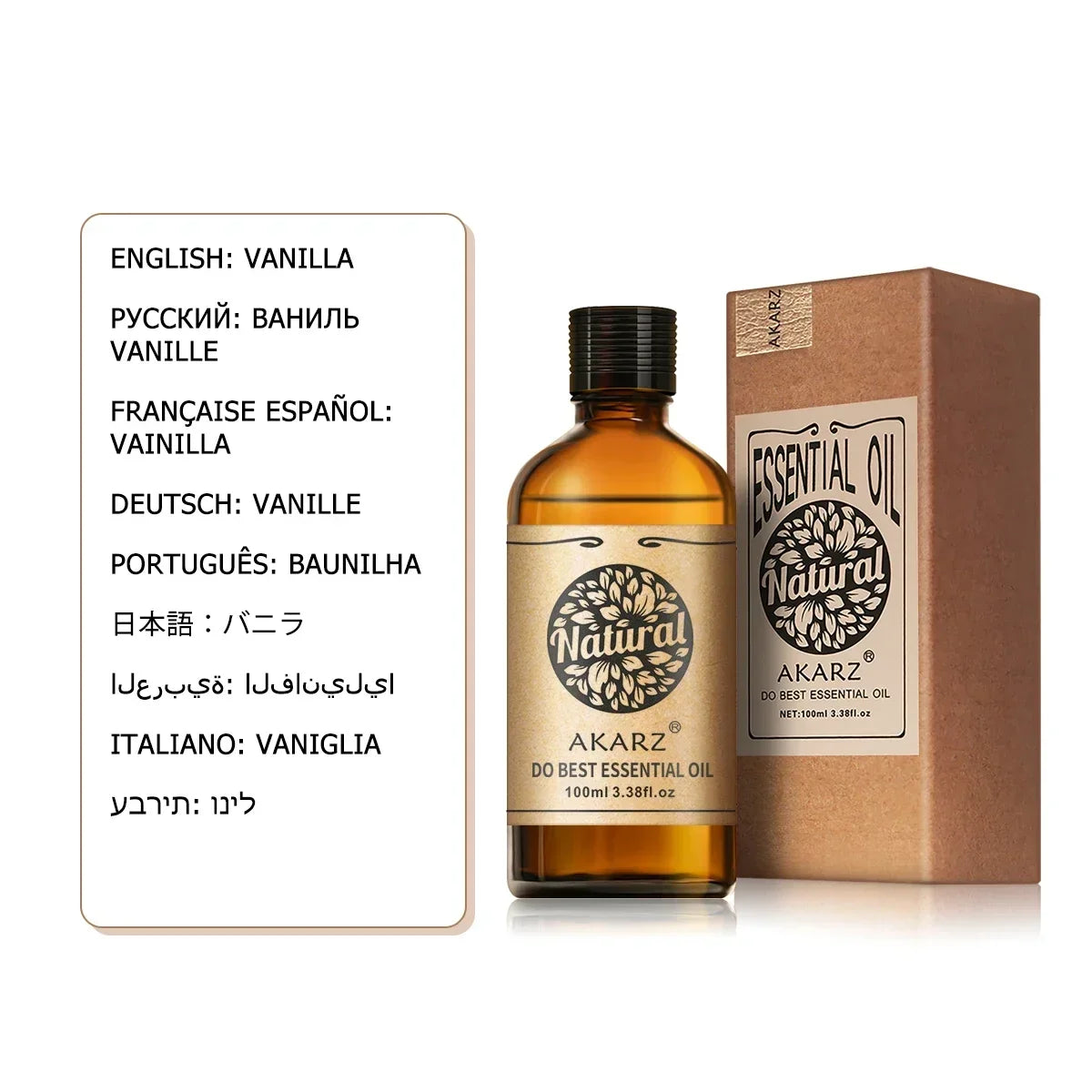 AKARZ Vanilla Essential Oil Natural Aromatherapy for Skin Body Hair Care, Candle,Soap,Making, DIY,Massage Aroma 10ml Vanilla Oil