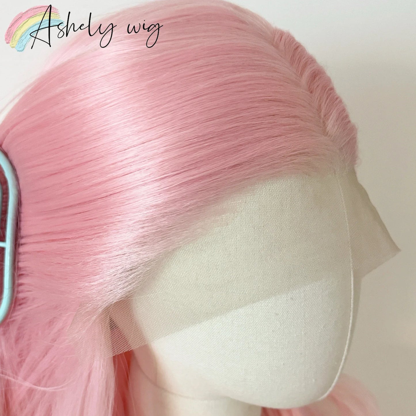 Perruque rose clair pour femmes 13x4 Lace Front, perruque synthétique longue droite de 26 pouces, fibre douce et résistante à la chaleur, perruque cosplay