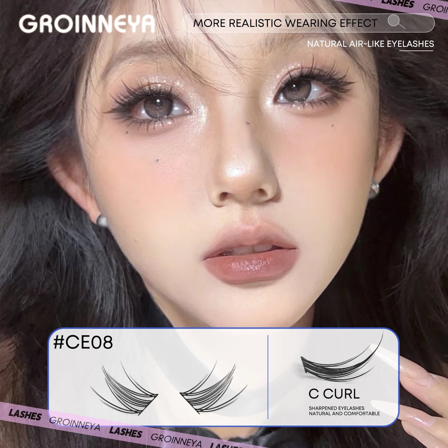 GROINNEYA Eyelashes Clusters Natural Eyelash extension Cluster Lashes Volume Manga Clusters Natural Look Makeup