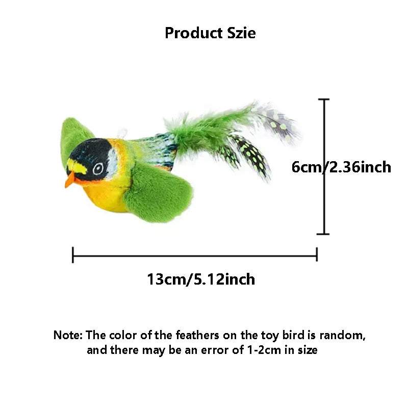 The pet cat toy emulates the sound of a bird to amuse the cat, with an elastic rope to relieve boredom and resist scratching and biting.