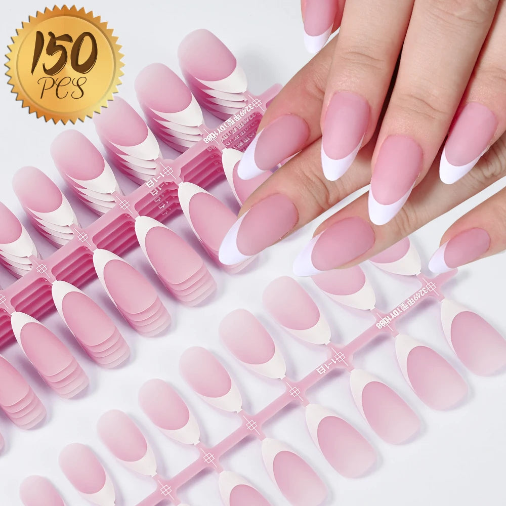 100 pcs d’ongles press-on rose clair, courts à moyens, carrés, faux ongles portables, 10 tailles, couverture complète, décoration pour doigts
