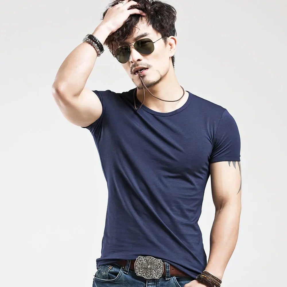 2026 Brand New Men T-Shirt Tops V-neck Short Sleeve Tees Men's Fashion Fitness Hot T-shirt For Male Man T-shirt Size 5XL