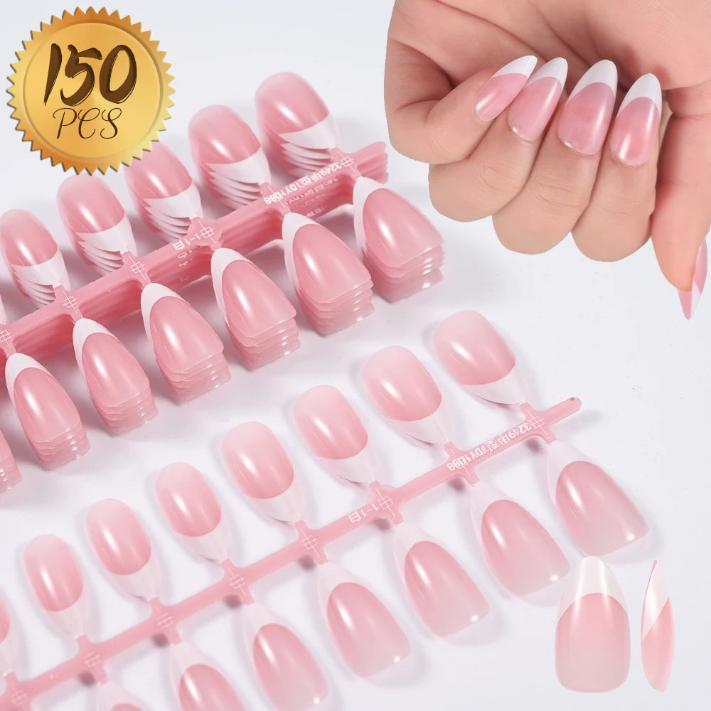 100 pcs d’ongles press-on rose clair, courts à moyens, carrés, faux ongles portables, 10 tailles, couverture complète, décoration pour doigts