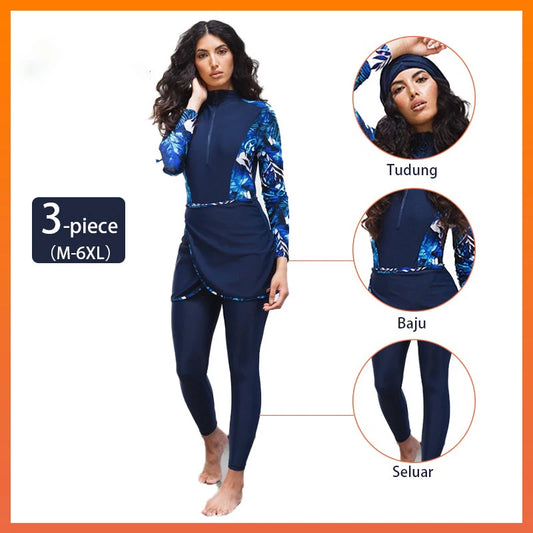 3PCS/Set Women's Muslim Clothing Muslim Swimwear Long Sleeve Sport Swimsuit Burkini Swimming Maillot Bain Femme Musulmane Suit
