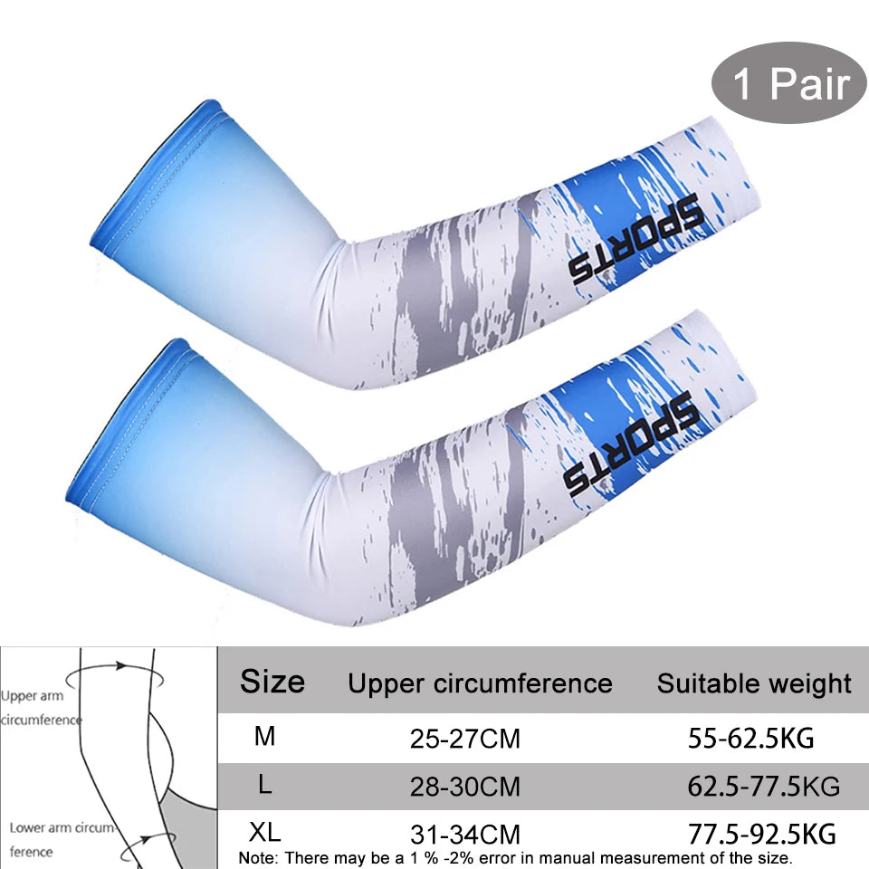1Pcs Breathable Quick Dry UV Protection Running Arm Sleeves Basketball Elbow Pad Fitness Armguards Sports Cycling Arm Warmers