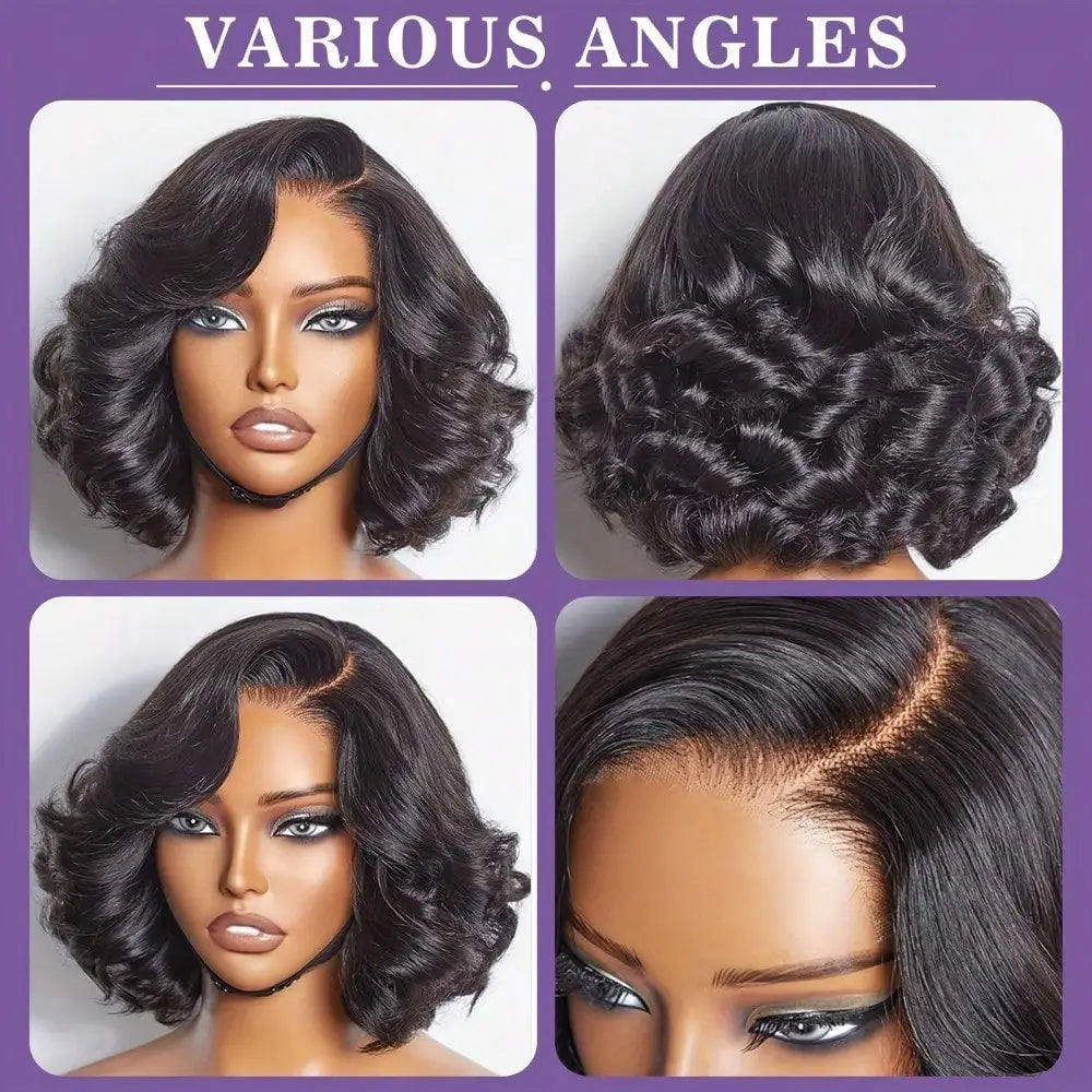 16 Inch 13x4 Body Wave Lace Front Human Hair Bob Wig Pre Plucked Wear and Go Short Wave Human Hair Wig for Women