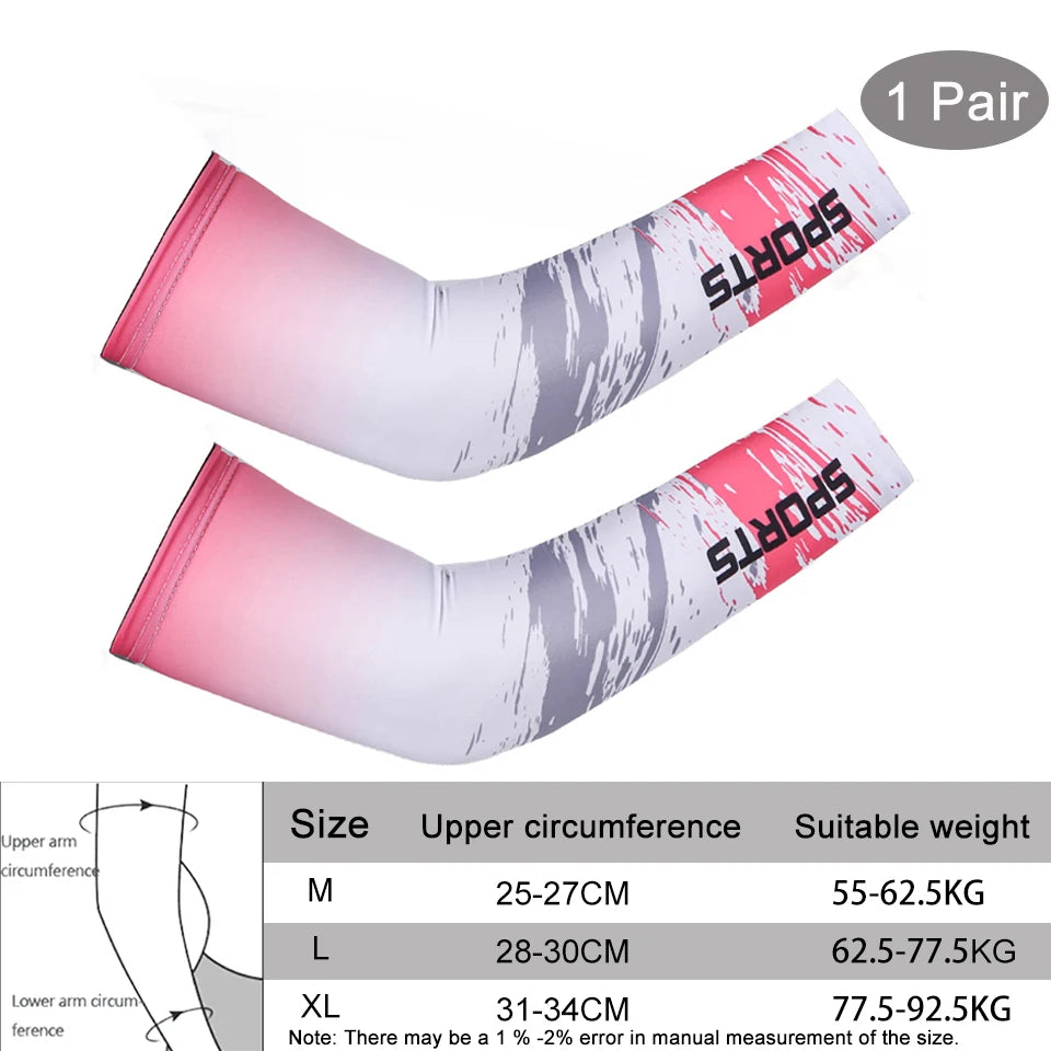 1Pcs Breathable Quick Dry UV Protection Running Arm Sleeves Basketball Elbow Pad Fitness Armguards Sports Cycling Arm Warmers