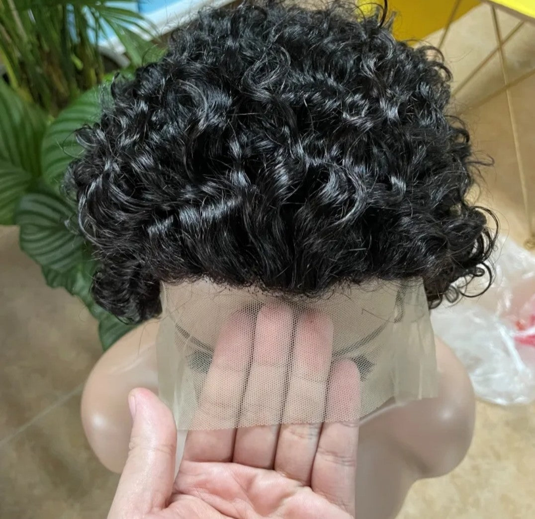 Perruques indiennes brutes 100% naturelles, courtes et bouclées, 13x1, pour coupe pixie, style boucles crépues