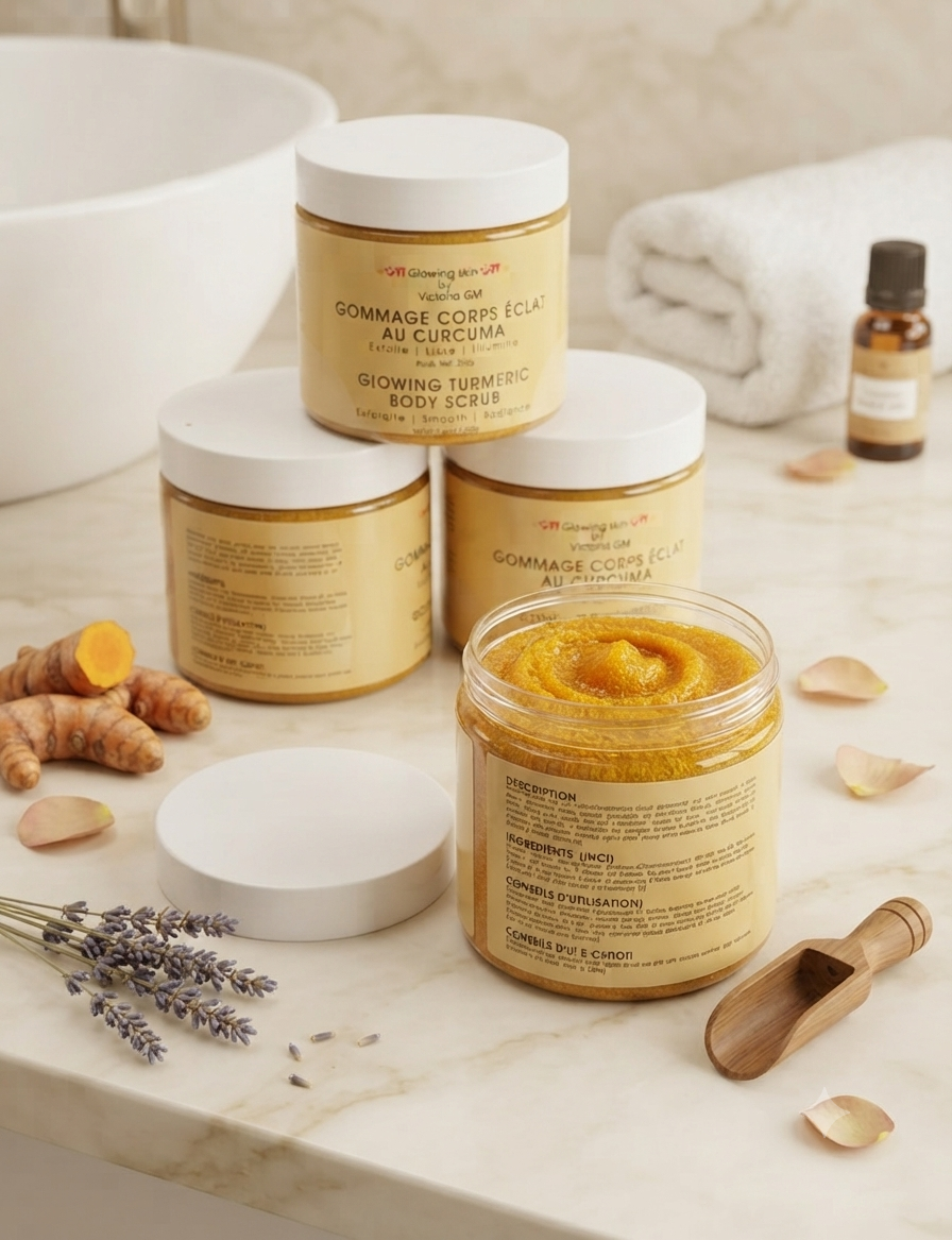 Gommage Corps Eclat au Curcuma et à l'Acide Kojique