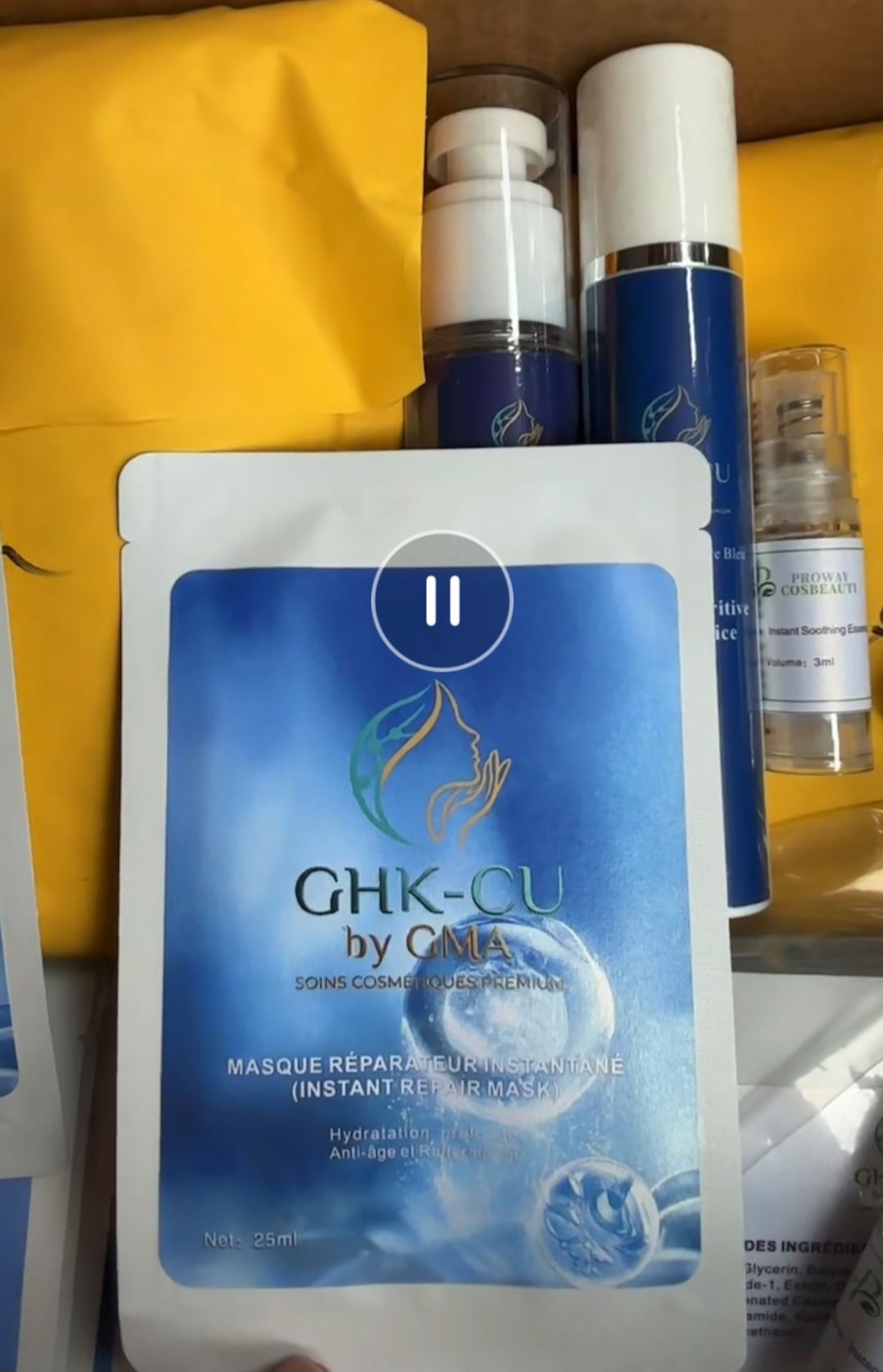 Masque facial en feuille de réparation de la peau Ghk-cu apaisant