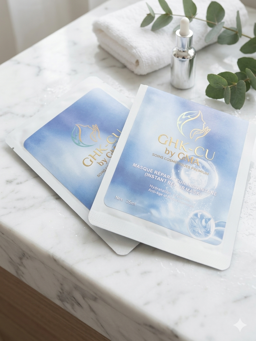 Masque facial en feuille de réparation de la peau Ghk-cu apaisant